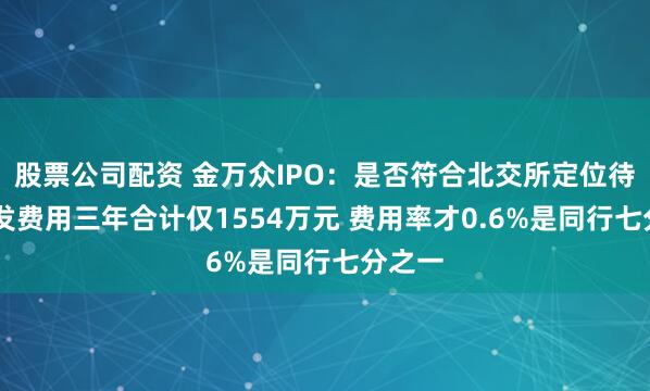 股票公司配资 金万众IPO：是否符合北交所定位待考 研发费用三年合计仅1554万元 费用率才0.6%是同行七分之一